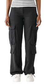 High Waist Parachute Cargo-Black-1