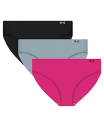 Pure Stretch NO Show Bikini Solid 3PK-677-Rebel Pink-1
