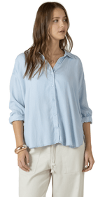 Relaxed Button Front-13354-Coastal Blue S-1