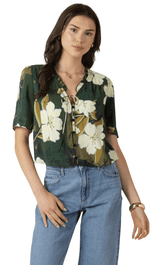 Button Front Ruffle Trim-2