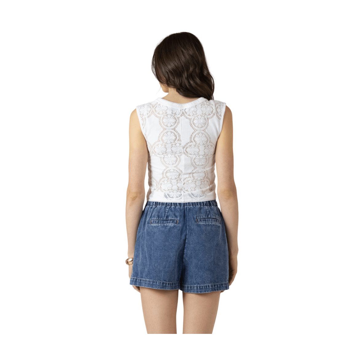 Lace Cutout Button Front-2