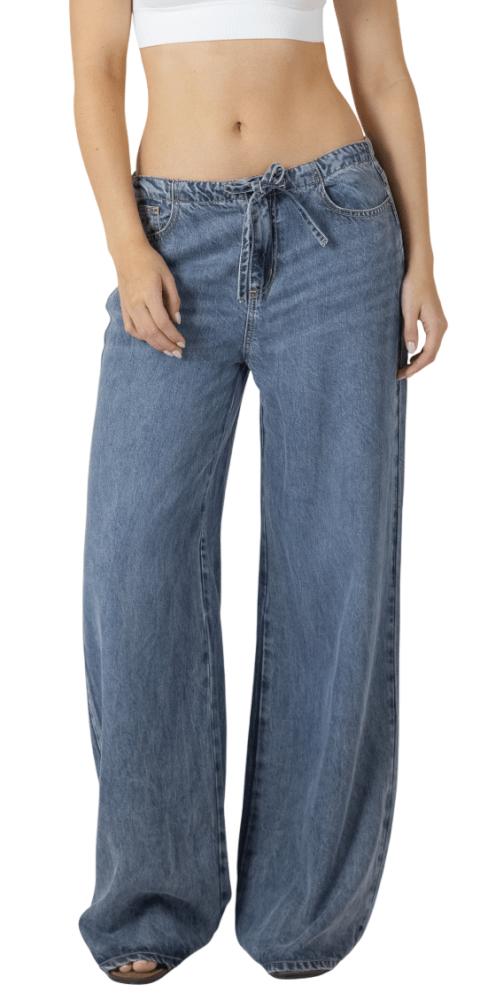 Drawstring Waist Denim-1