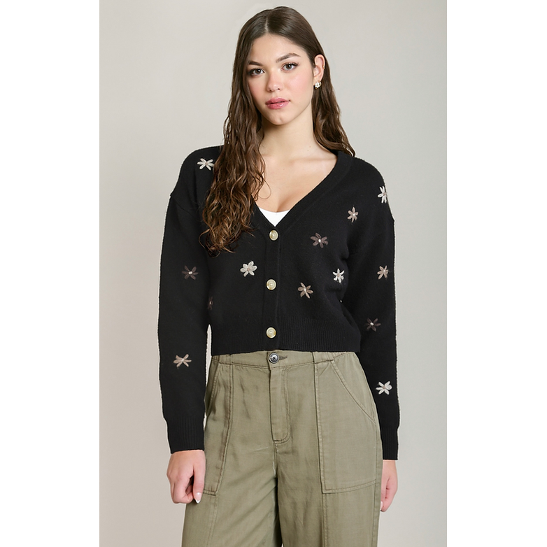 Embroidered Flower-10001-Black-1