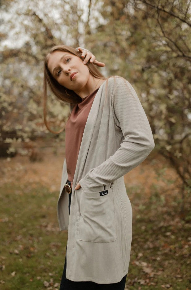 Cardigan RIB-Taupe-1