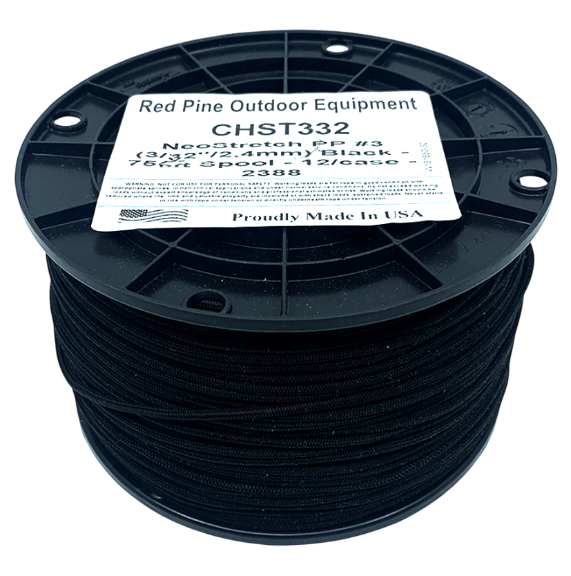 3/32'' Stretch Cord (LE Mêtre)-Noir-1