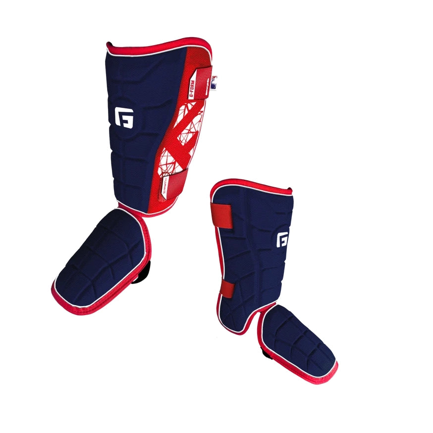 Elite MLB Protecteur Tibia-Cheville-Marine-Rouge-Blanc-1