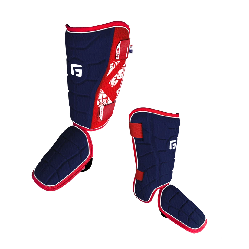 Elite MLB Protecteur Tibia-Cheville-Marine-Rouge-Blanc-1