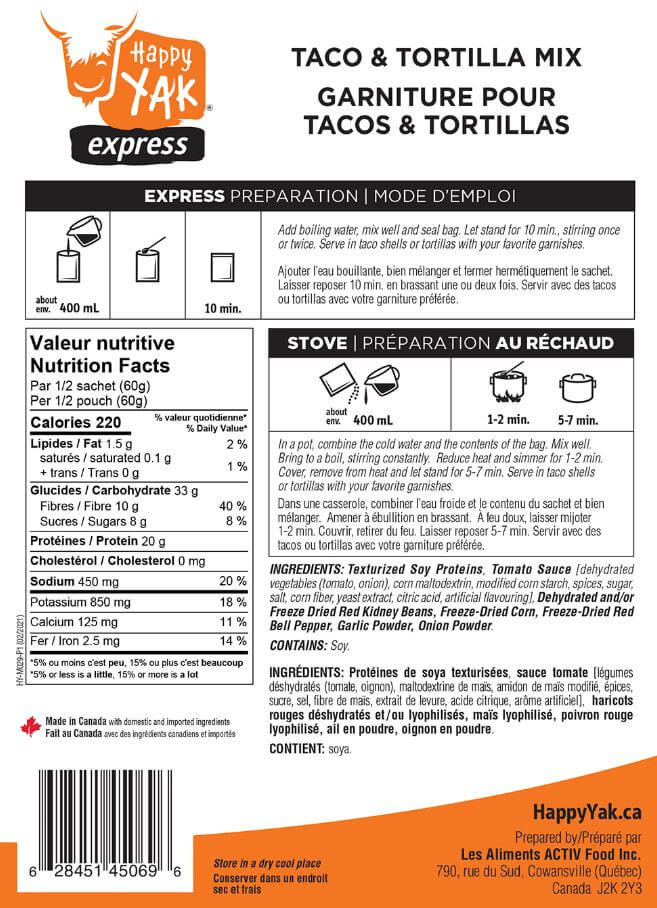 Garniture Végétarienne Tacos OU Tortilla-1