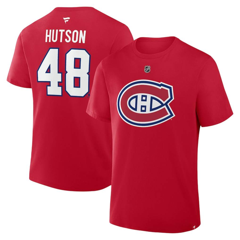 T-Shirt NOM ET Numéro LNH-Rouge/Hutson-1