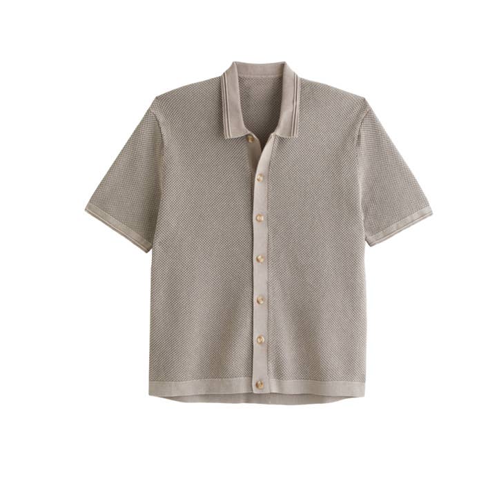Knit Button-UP-Light Taupe-1