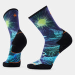 Men's Trail Run Targeted Cushion Treeline Print Crew Socks