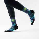 Men's Trail Run Targeted Cushion Treeline Print Crew Socks