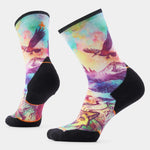 Women's Trail Run Targeted Cushion Serene Peak Print Crew Socks