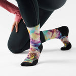 Women's Trail Run Targeted Cushion Serene Peak Print Crew Socks