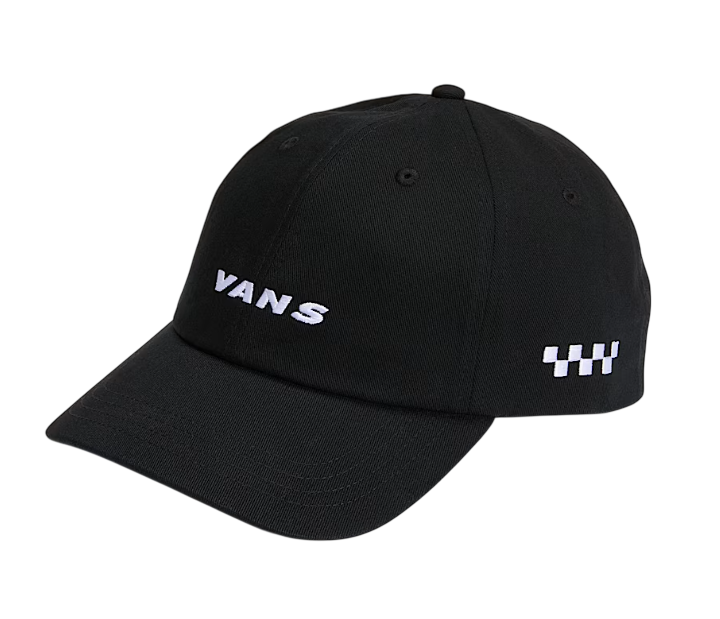 Check Side Curved Bill Jockey-BLK-Black-1