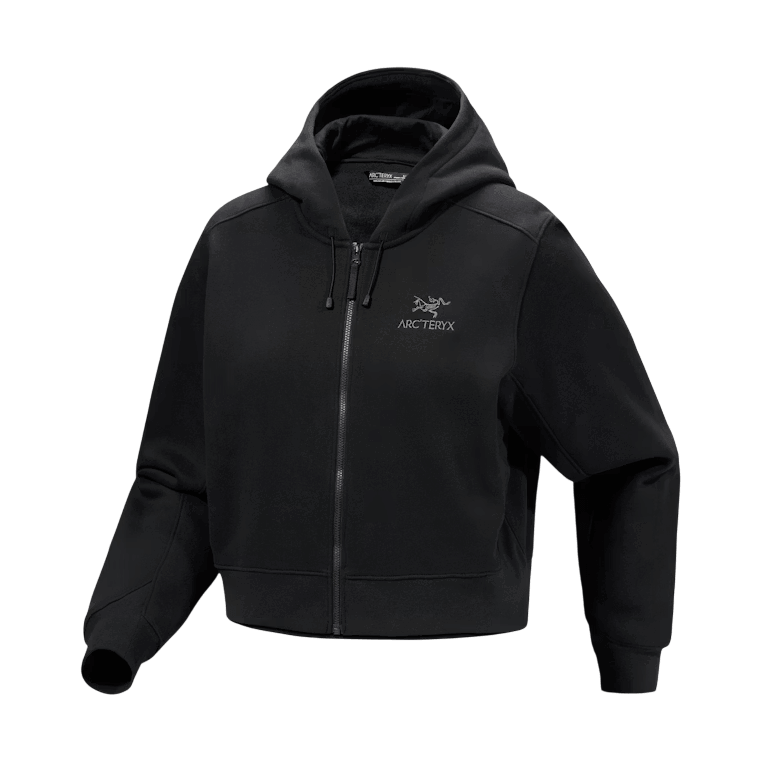 Emblem Fleece Crop-Noir-1