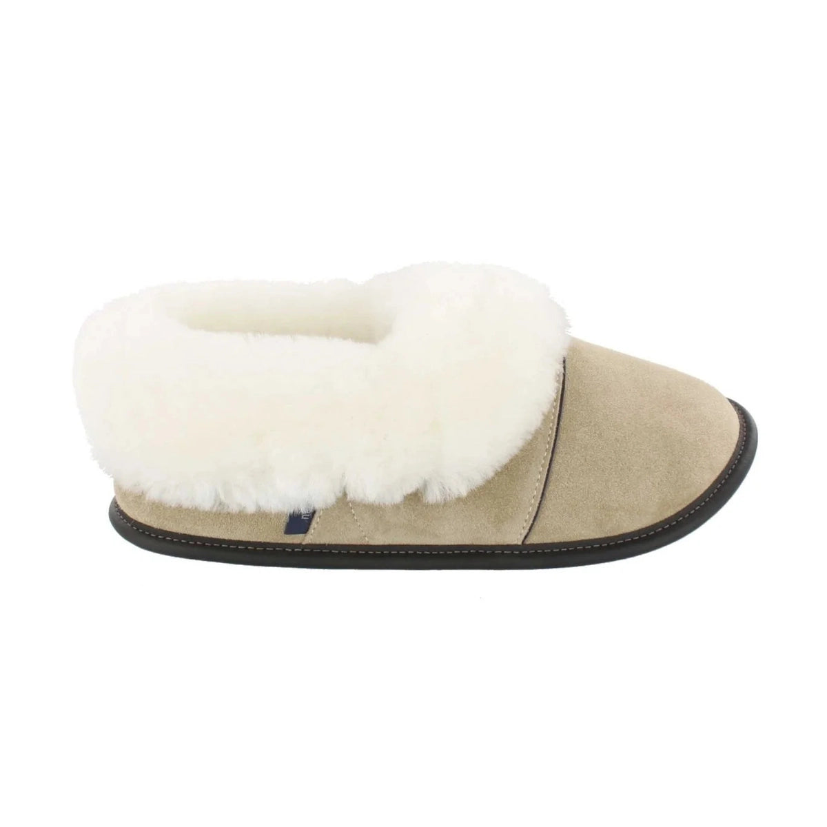 Paresseuse Suede Coupe Basse-Beige/Mouton Blanc-1