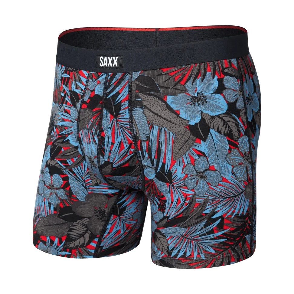 Vibe Xtra Caleçon Boxeur À Braguette-NGR-Jardin Nocturne- Rouge HOT-1