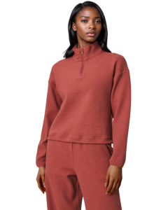 SOLACE TEXTURED 1/2 ZIP PULLOVER - C1222-CEDAR WOOD - TP_MC1222_11A1038__90855975
