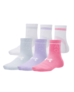K UA ESSENTIAL 6-PACK QUARTER SOCKS - 672-SUPER PINK/TRANS - P_UD672_1387060__90870052