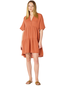 SS FLOWY TIERED MINI DRESS - WASHED SUNSET ORANGE - TP_DBC003_2522507__90844880