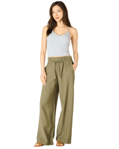 BELTED WIDE LEG FLOWY PANT - OLIVE - M