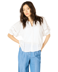 ELBOW SLV LACE INSERT BLOUSE - WHITE - TP_DEXWHT_2523706__90844915