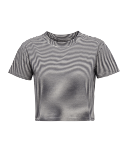 BD STRIPE CROP SHORT SLEEVE TEE W - 9468-CHARCOAL/OFF-WH - M_BL9468_AP752418__90848334