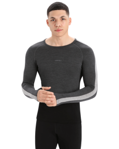 MEN 200 ZONEKNIT™ LS CREWE - 585-JET HEATHER/BLAC - TG_ICB585_IB0A56HA__90857185