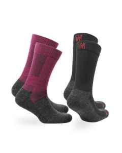 2PK LIGHTWEIGHT MERINO WOOL HALF CUSHION - MAGENTA/NOIR - 8-10