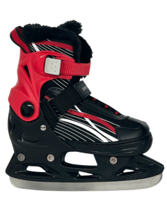 PATINS SOFTMAX AJUST. GARÇON FOURRURE - NOIR-ROUGE - 3-6