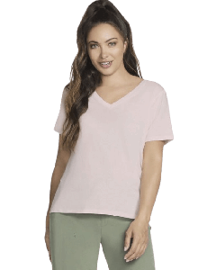 PIMA V-NECK TEE - WPK-WHITE/PINK - TG_SKEWPK_TP130__90845231